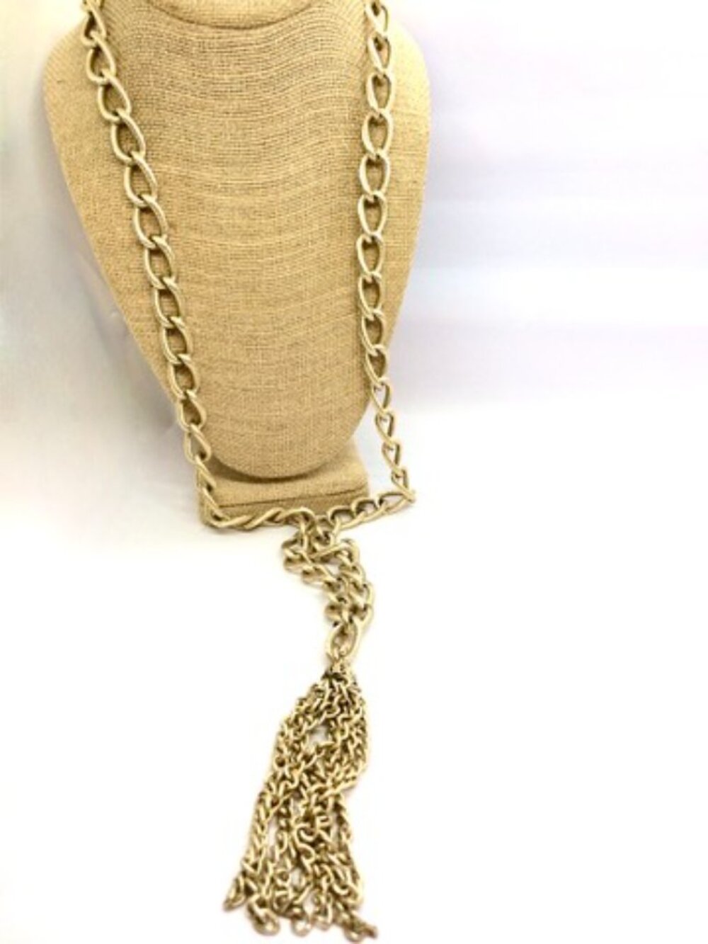 VINTAGE TASSEL BELT Gold Tone Rope Chain Convertible Necklace Statement - Picture 4 of 10